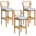 Ver imagem 1 de Kit 03 Banquetas Altas para Cozinha Bancada Sala Tela Betta Fixa L02 Linho Cinza - Lyam Lyam Decor