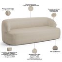 Ver imagem 4 de Sofá 3 Lugares Curvo Orgânico para Sala Living 180cm Barolo L06 Linho Bege Escuro - Lyam Decor