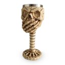 Ver imagem 1 de Cálice Taça Decorativa Caveira Não Fale Vinho Chopp Cerveja 180ml Metal e Resina Colecionável