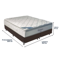 Cama Box Marrom e Colchão Freedom Molas Ensacadas King Ortobom - 3