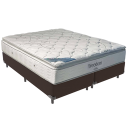 Cama Box Marrom e Colchão Freedom Molas Ensacadas King Ortobom - 1