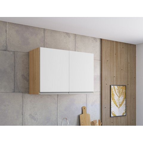 Armário Suspenso Aéreo Cozinha Andreia 80cm - Amêndoa/branco