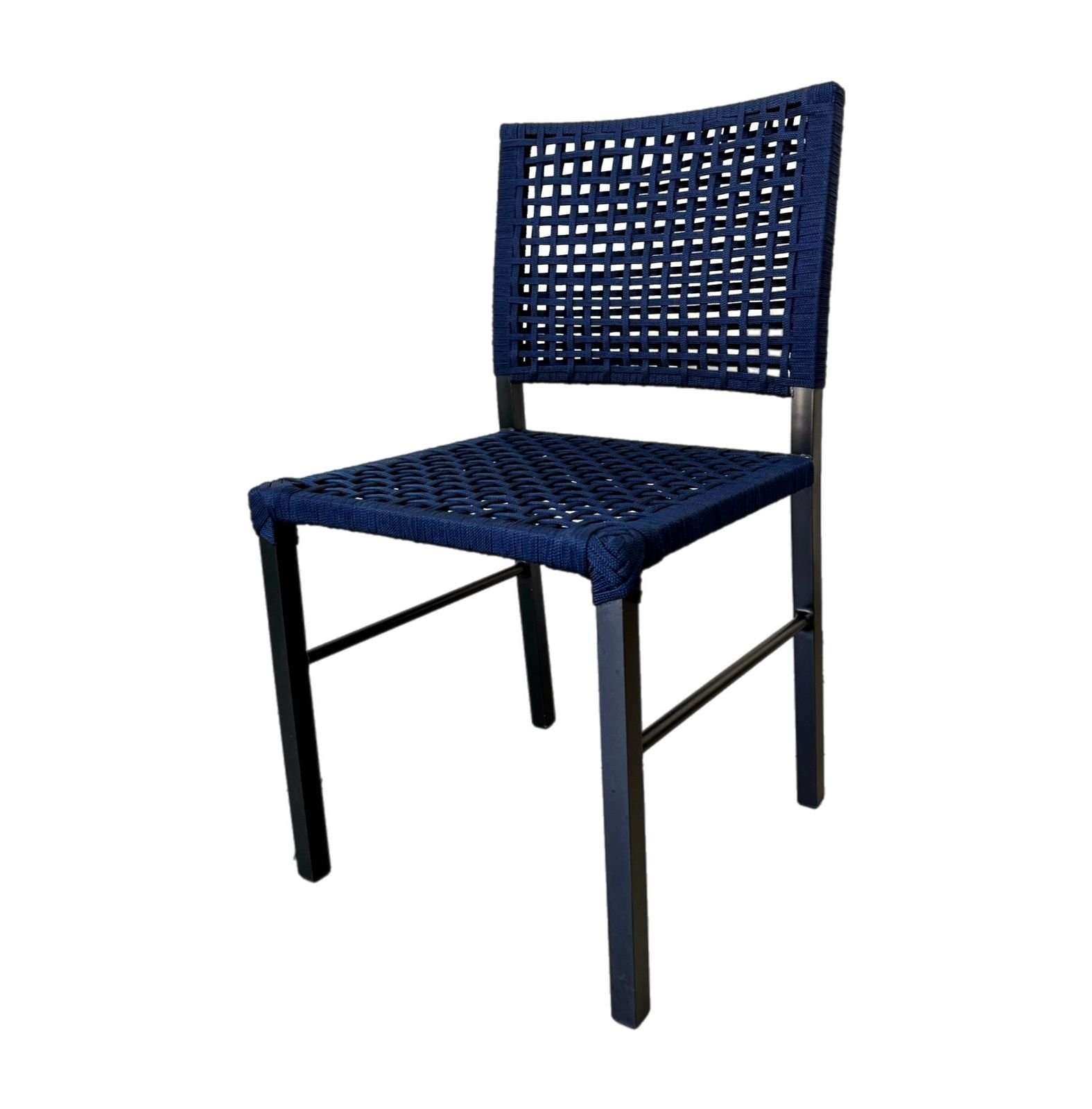 Cadeira Camila Corda Náutica e Alumínio Azul