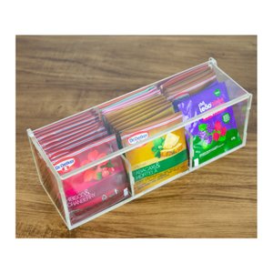 Porta Chá Em Acrílico Meia Divisória Favorito Transparente