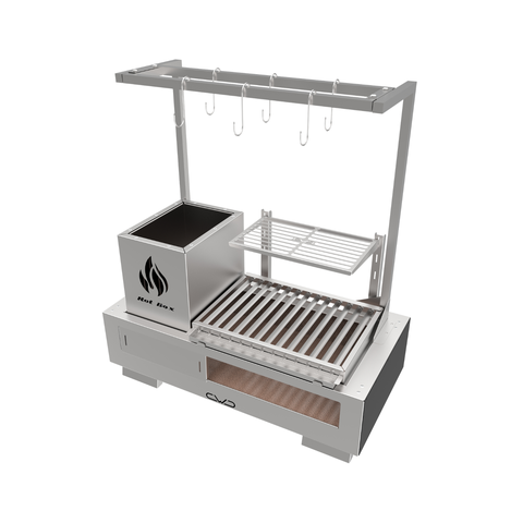 Churrasqueira Hotbox Parrilla - Grelha Argentina - Bancada + Kit Tendal