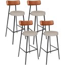 Ver imagem 1 de Kit 04 Banquetas Altas Bar Cozinha Sala De Jantar Em Aço Milão L02 Couríssimo Camel Linho Bege - Lya
