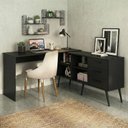 Ver imagem 1 de Mesa de Escritório em L com 3 Gavetas Porto Multimóveis Mp6046 Preto