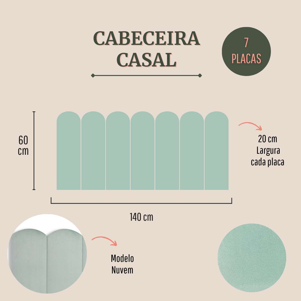 Cabeceira Casal Modulada Nuvem Cama Box Veludo Verde Água - 2