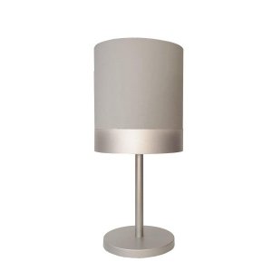 Abajur Quarto Alumínio Cor Prata Cúpula Cinza 20x43