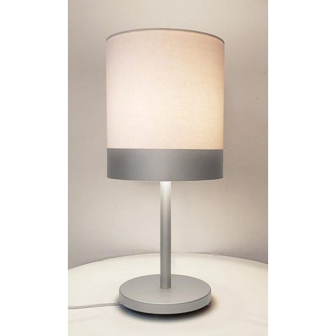 Abajur Quarto Alumínio Cor Prata Cúpula Crú 20x43