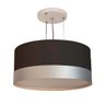 Lustre Pendente Cúpula Preto com Detalhe Prata 50x25 3E27 - 1