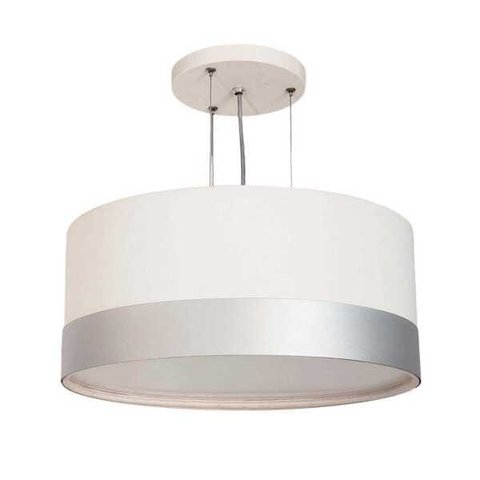 Lustre Pendente Cúpula Branco com Detalhe Prata 50x25 3E27
