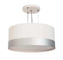 Ver imagem 1 de Lustre Pendente Cúpula Branco com Detalhe Prata 50x25 3E27