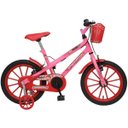 Ver imagem 1 de Bicicleta Colli Moranguinho Aro 16 com Cestinha e Freio V-Brake - Rosa/Vermelho