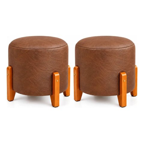 Kit 2 Puff Thor Sala Quarto C. Renassi Courissimo Linha Luxo Couríssimo Marrom
