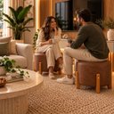 Ver imagem 3 de Kit 2 Puff Thor Sala Quarto C. Renassi Courissimo Linha Luxo Couríssimo Marrom