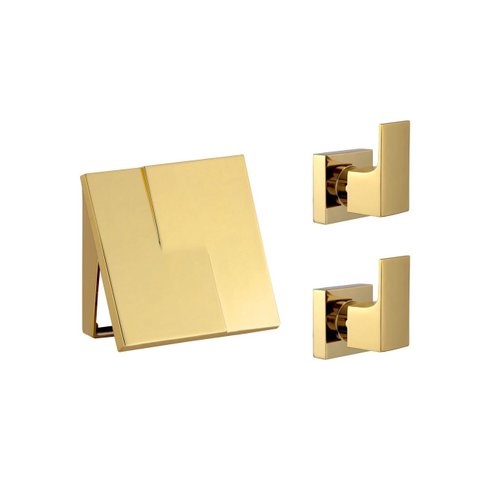 Kit Acabamento Descarga Hydra Padrão Deca e Docol + 2 Registro Chuveiro Dourado Brilhante Alavanca M