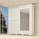 Ver imagem 1 de Guarda Roupa Casal com Espelho 2 Portas Deslizantes 3 Gavetas 100% Mdf Nicole Plus Branco Acp Móv