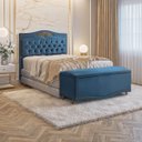 Ver imagem 2 de Conjunto Cabeceira e Calçadeira Holanda 160 Cm Veludo Luxor Azul Speciale Home