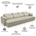 Ver imagem 4 de Sofá Retrátil para Sala de Estar 4 Lugares 339cm Riza S03 Couro Bege Pérola - Lyam Decor