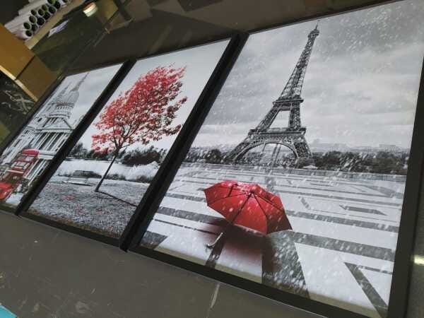 Kit 3 Quadros Árvore Azul Paris Torre Eiffel Londres 40x60 - 4