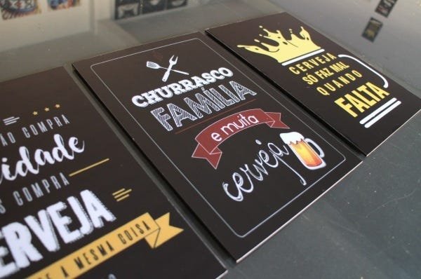 Kit 10 Placas Cantinho do Churrasco Homer Bebida Bar Vintage Cerveja Mestre Churrasqueiro MDF 3mm - 3