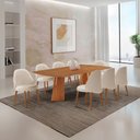 Ver imagem 1 de Sala de Jantar Mesa Florida 220cm Tampo Barril Laminado e 8 Cadeiras Suiça