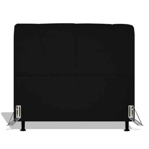 Cabeceira Estofada Topázio 140 cm Para Cama Box Quarto Casal Luxo MV Estofados Suede Preto