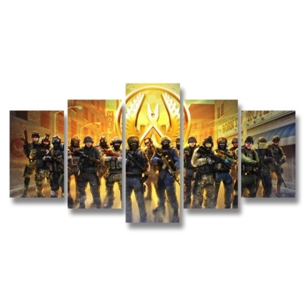 Quadro Grande 5 peças CS Counter-Strike Video Game Geek - 2