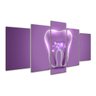 Quadro 5 Peças Mosaico Dente Odontologia Dentista Lilás Rosa - 1