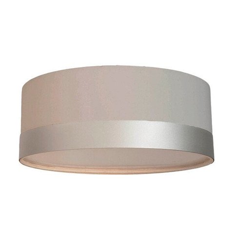 Luminária Plafon Cúpula Cinza com Detalhe Prata 40x15 2E27