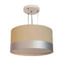 Ver imagem 1 de Lustre Pendente Cúpula Cáqui com Detalhe Prata 30x15