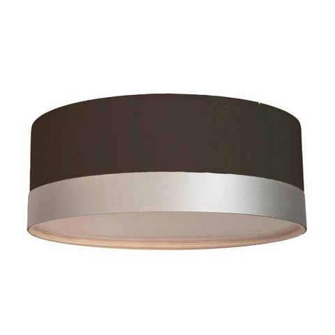Luminária Plafon Cúpula Preto com Detalhe Prata 30x15