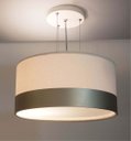 Ver imagem 2 de Lustre Pendente Cúpula Crú com Detalhe Bronze 50x25
