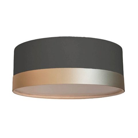 Luminária Plafon Cúpula Preto com Detalhe Bronze 40x15