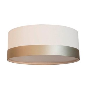 Luminária Plafon Cúpula Branco com Detalhe Bronze 40x15