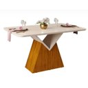 Ver imagem 1 de Mesa Jantar 1,36 X 0,90 Dj Argo Tampo Chanfrado Mad Com Vidro Freijo / Off White ( sem Cadeiras ) DJ