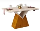Ver imagem 1 de Mesa Jantar 1,36 X 0,90 Dj Argo Tampo Chanfrado Mad Com Vidro Freijo / Off White ( sem Cadeiras ) DJ