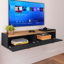 Ver imagem 3 de Rack Suspenso Home Estante Tv 42 Polegadas Bancada Pequena 2 Portas Multiuso Decoração Sala Quarto