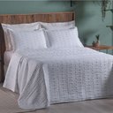 Ver imagem 2 de Cobre Leito Casal Padrão Decor Bordado 200 Fios 3 Peças - Branco