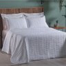 Cobre Leito Casal Padrão Decor Bordado 200 Fios 3 Peças - Branco - 2