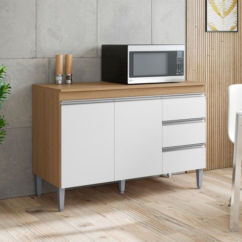 Balcão Cozinha com Tampo 120cm 3 Gavetas Leticia A01 - D’Rossi