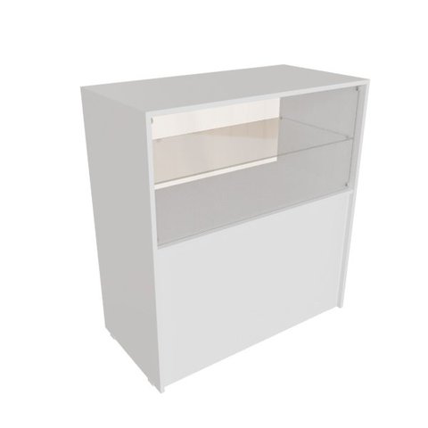 Balcão Com Prateleira De Vidro MDF Modelo Misto New 89x95x45 cm Comac Branco