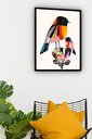 Ver imagem 2 de Quadro Decorativo Arte Pássaros Flor Coloridos - 70x50cm:moldura Preta