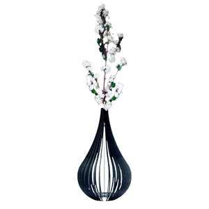 Vaso de Chão Decorativo Grande Capadócia Mdf:preto/kit com 2 - 90x40cm e 75x40cm
