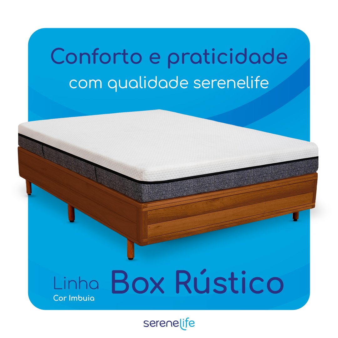 Cama Box Rústica Casal Serenelife - Imbuia - 4