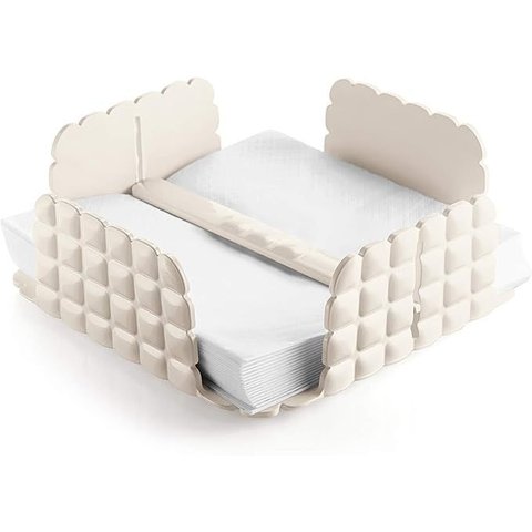 Porta Guardanapo de Mesa Bpa Free 20 X 20 X H7,3cm - Tiffany - Branco Leite - Guzzini