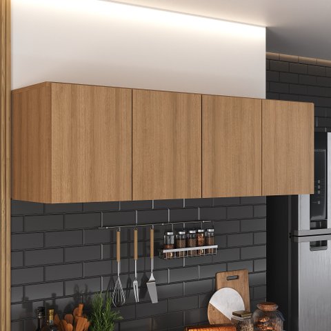 Armário de Cozinha Aéreo 4 Portas Multimóveis Mp2156 Rustic