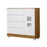 Cômoda Minimalista Infantil Life 1 Porta 4 Gavetas - Branco/amadeirado Ypê - Branco - 1