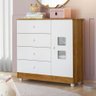 Cômoda Minimalista Infantil Life 1 Porta 4 Gavetas - Branco/amadeirado Ypê - Branco - 2